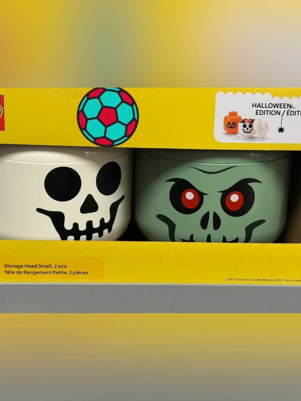 Lego Halloween Skull & Monster Buckets - White, Green, Red, Black